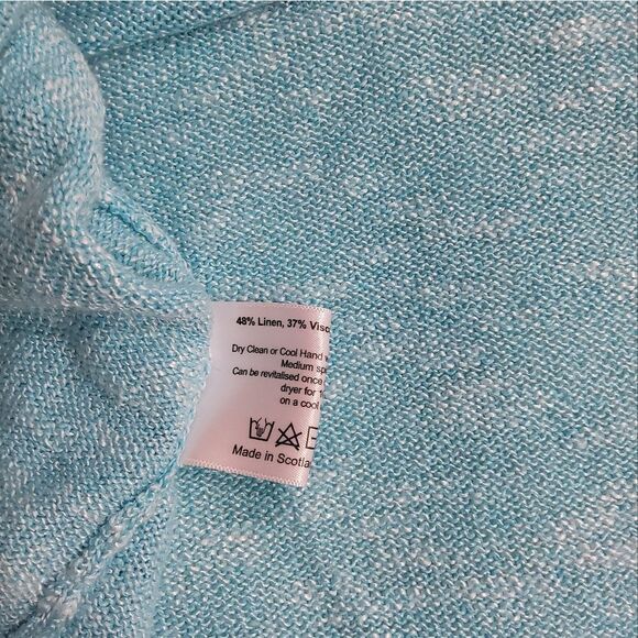 Eskandar Women's Melange Blue Off White Knit Oversize Sweater Size OS - Picture 6 of 12